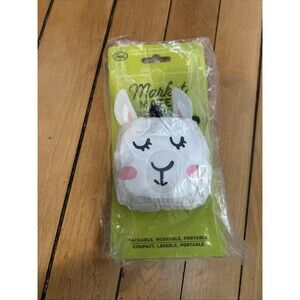 Fred & Friends Llama Market Mates Reusable Shopping Grocery Tote Bag, Silver